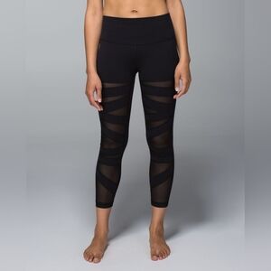 Lululemon 8? Wunder Under High Times Crop* Tech Mesh Black Pants 25" inseam